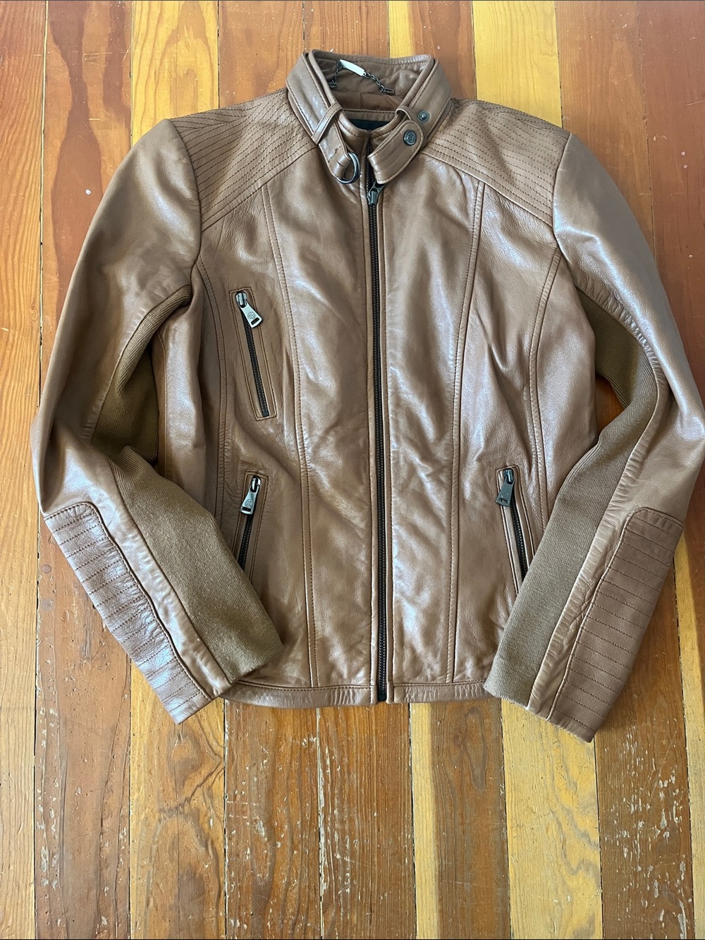 Bernardo Women’s Brown Leather Bomber Jacket
